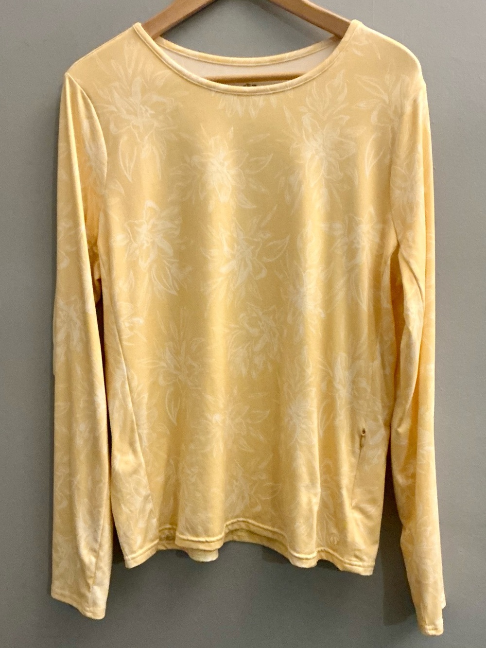 Hang Ten XL UPF 50+ Sun Shirt Butter Yellow Floral Long Sleeve Zip Pocket